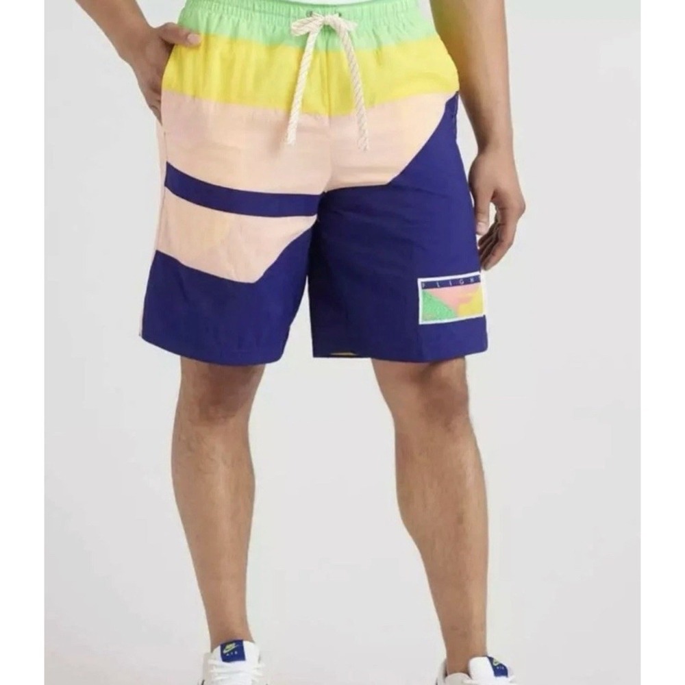 Nike Swim Trunks Mens M Lined Retro 80s Vintage Style Colorblock Nylon Shorts